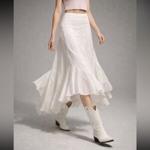 Paris - 100% cotton asymmetrical White Women's Skirt